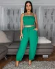 Moya Forest Green Crop Top & Jogger Linen Pants Set sold by Chic Couture