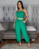 Moya Forest Green Crop Top & Jogger Linen Pants Set sold by Chic Couture