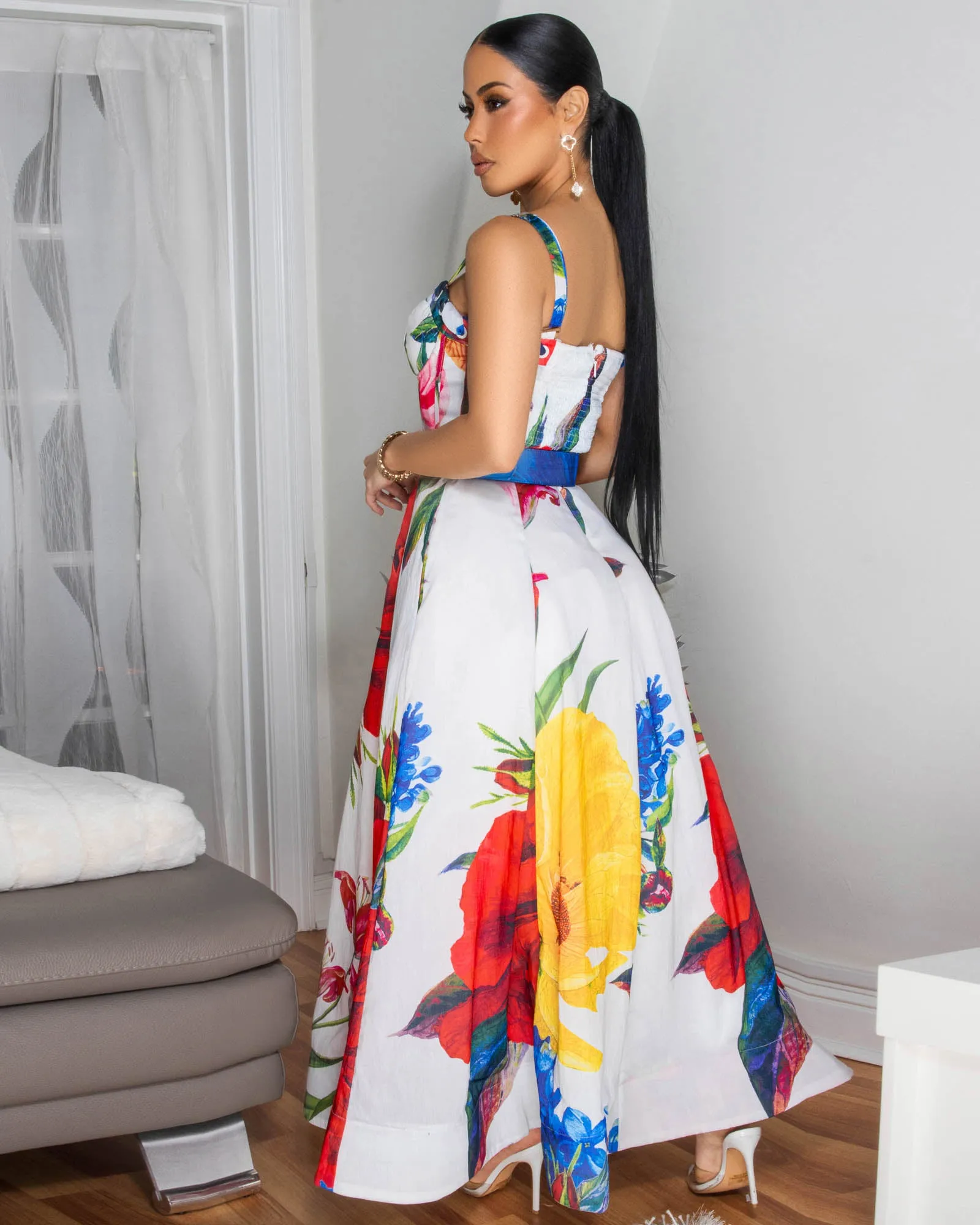Moana Off-White Red Multi-Color Print Maxi Dress sold by Chic Couture product image thumbnail 4