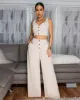 Elnissa Oatmeal Top & Linen Pants Set sold by Chic Couture