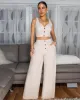 Elnissa Oatmeal Top & Linen Pants Set sold by Chic Couture