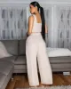 Elnissa Oatmeal Top & Linen Pants Set sold by Chic Couture