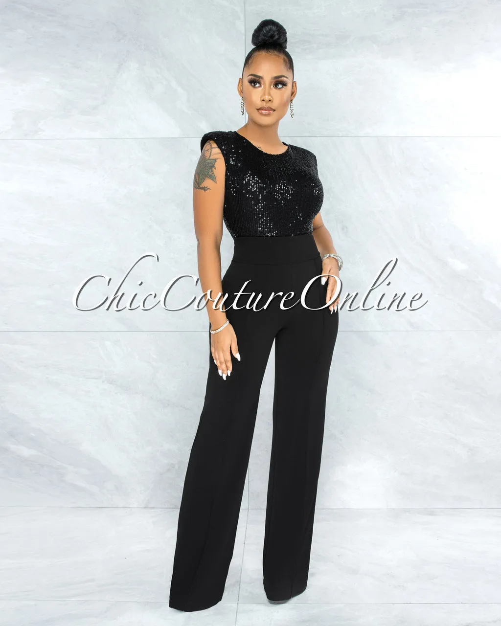 Marcie Black High Waist Straight Legs Pants sold by Chic Couture product image thumbnail 2