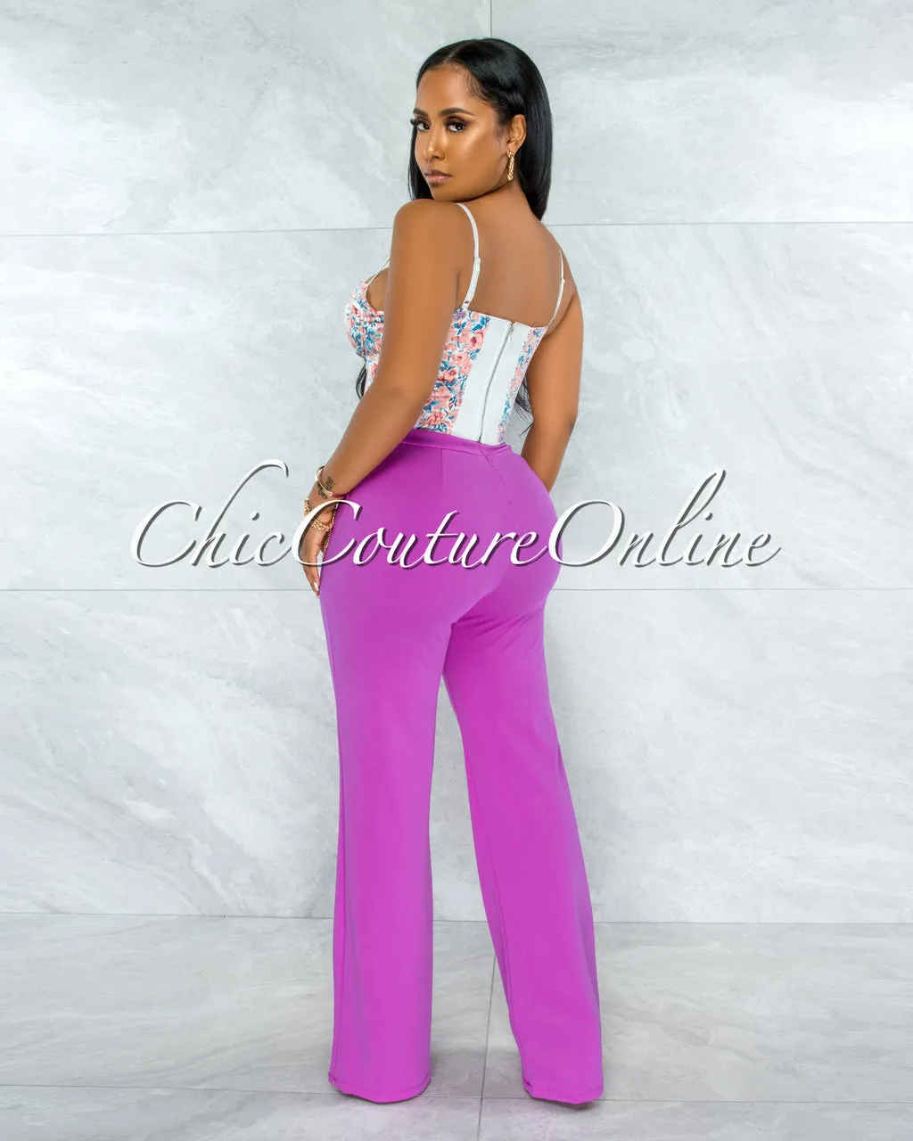 Marcie Magenta High Waist Palazzo Pants sold by Chic Couture product image thumbnail 2