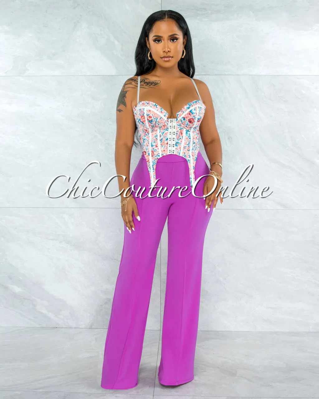 Marcie Magenta High Waist Palazzo Pants sold by Chic Couture product image thumbnail 3