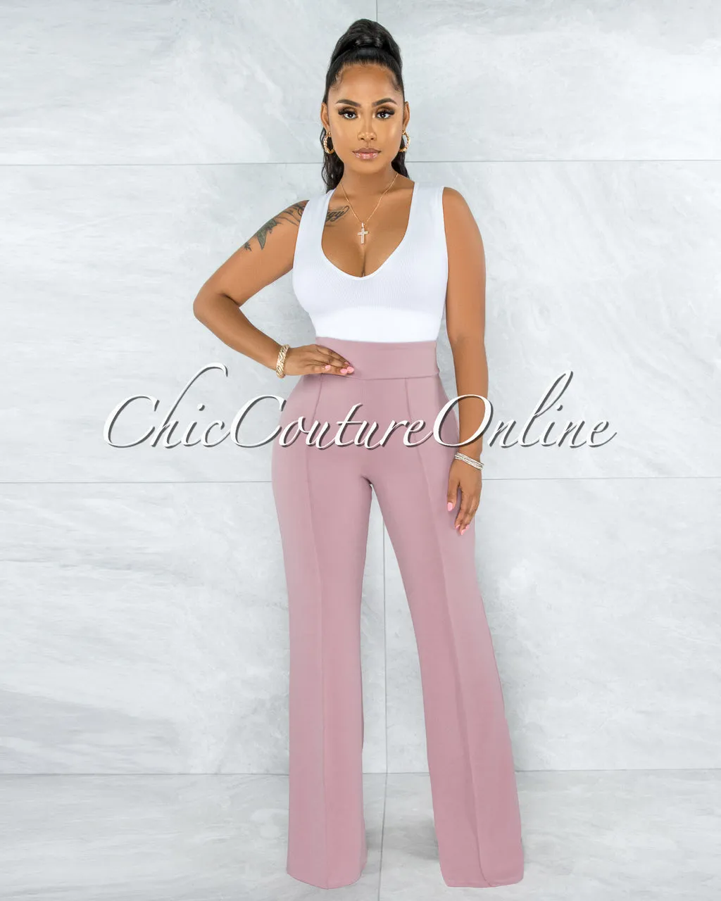 Marcie Mauve High Waist Palazzo Pants sold by Chic Couture product image thumbnail 2