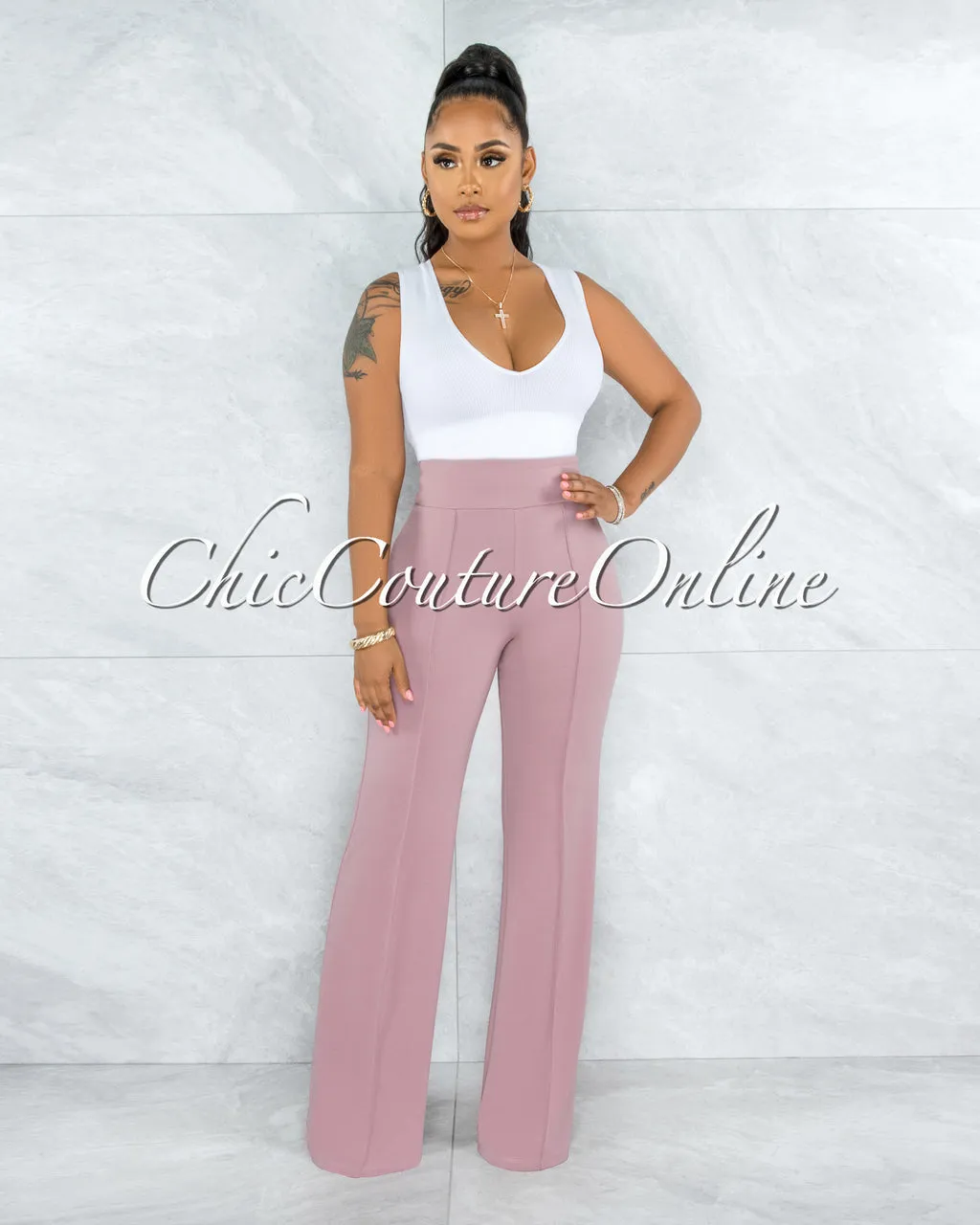 Marcie Mauve High Waist Palazzo Pants sold by Chic Couture product image thumbnail 3
