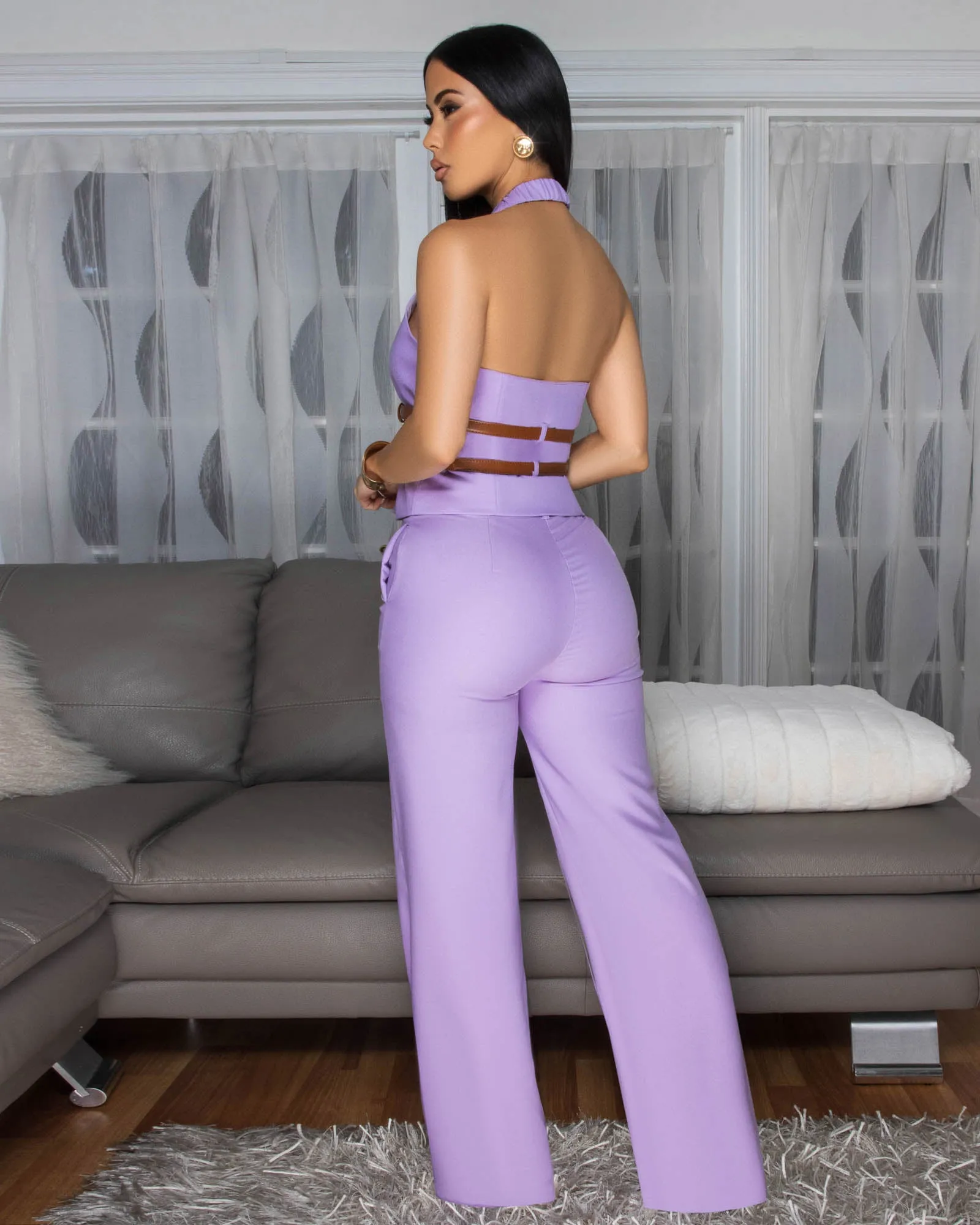 Fernanda Lavender Vest Top & Pants Set sold by Chic Couture product image thumbnail 3