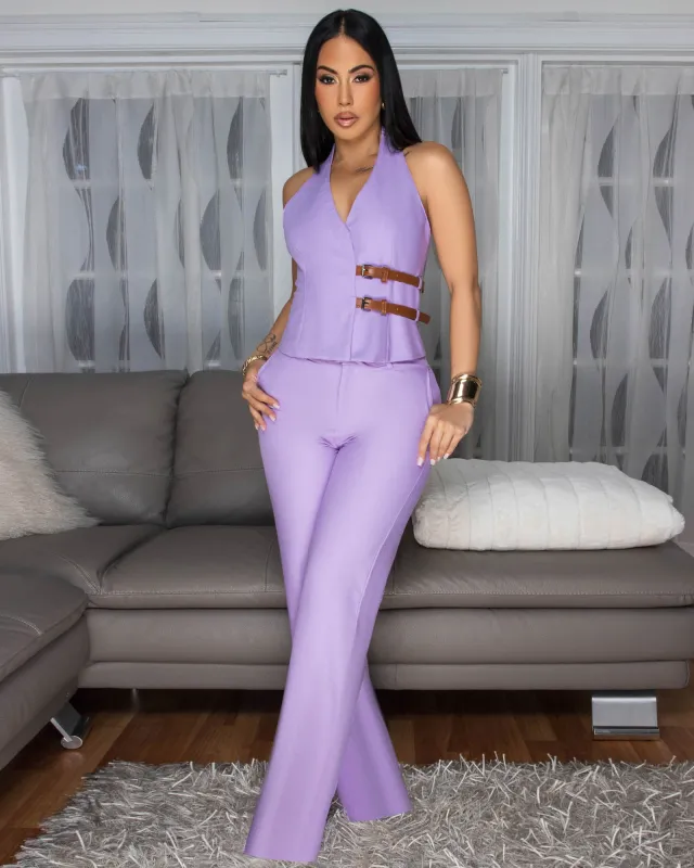Fernanda Lavender Vest Top & Pants Set sold by Chic Couture