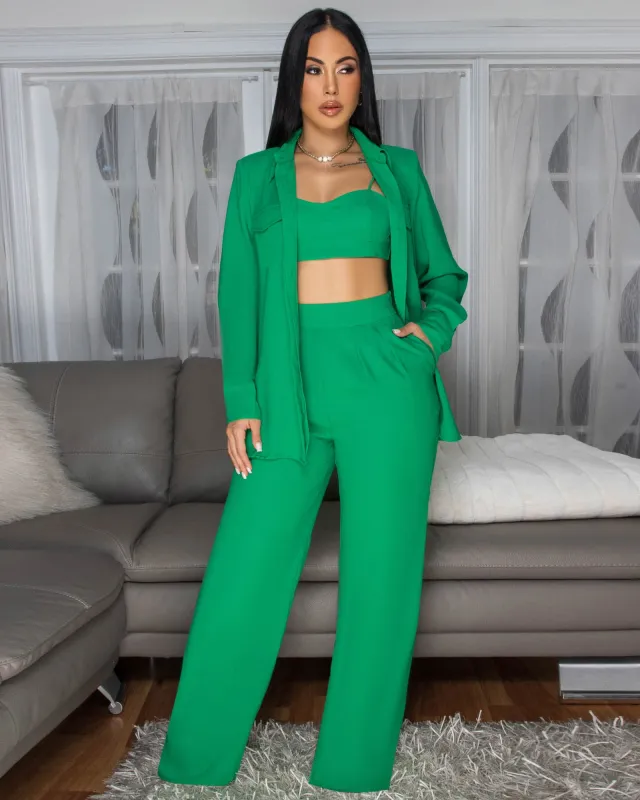 Kingston Kelly-Green 3 Piece Pants Set sold by Chic Couture