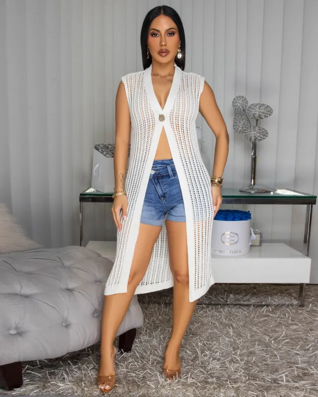 MariaBella Off-White Crochet Cover-Up Top sold by Chic Couture