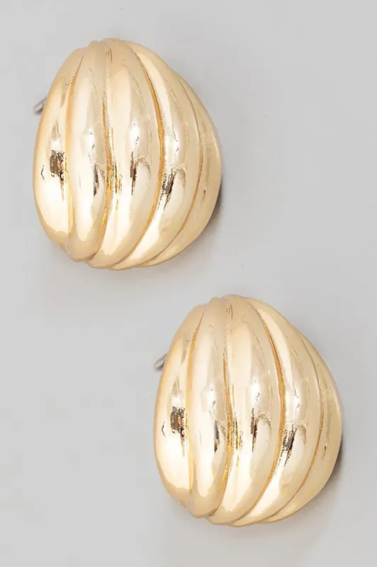 Stella Ridged Metallic Huggie Hoop Earrings sold by Chic Couture