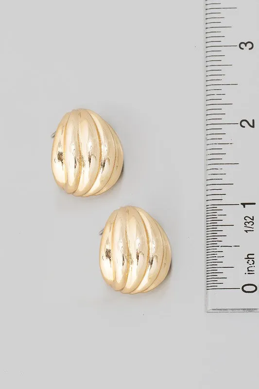 Stella Ridged Metallic Huggie Hoop Earrings sold by Chic Couture product image thumbnail 2