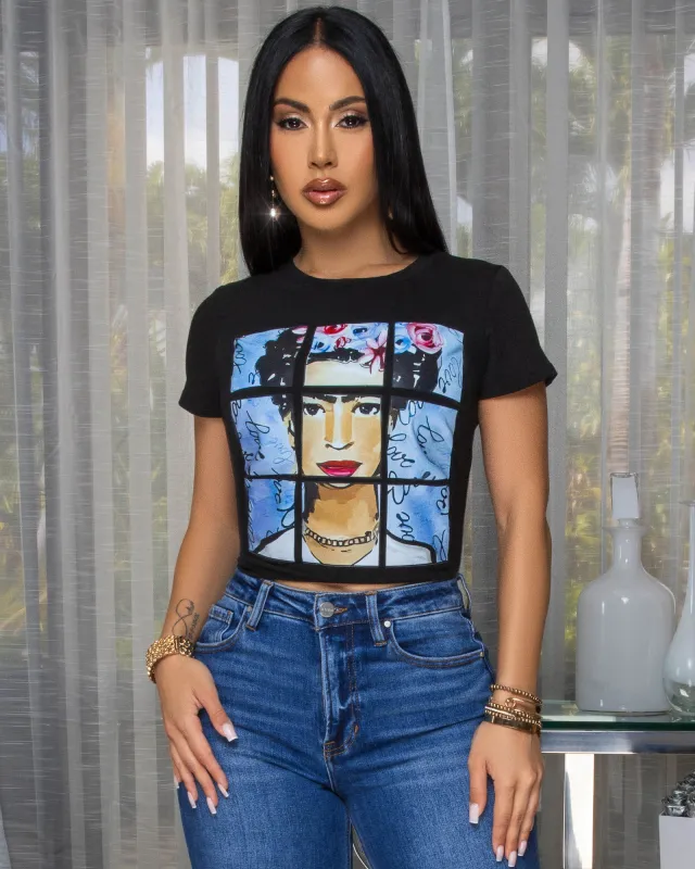 Zillah Black Headshot Graphic T-Shirt sold by Chic Couture