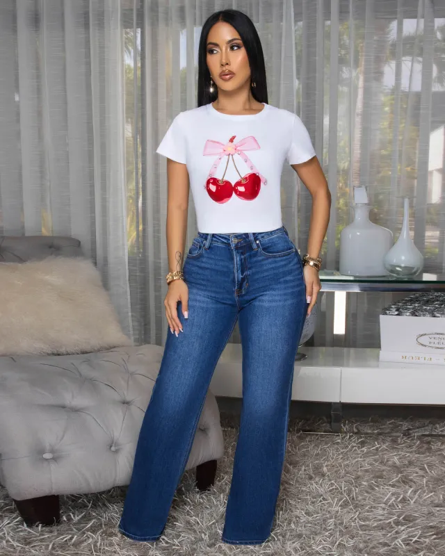 Angelie Dark Wash Denim Straight Legs Jeans sold by Chic Couture