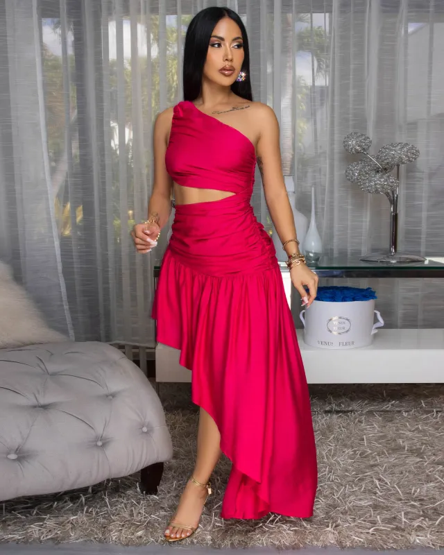 Pedrina Magenta Cut-Out Maxi Dress sold by Chic Couture