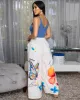Dinah Cream Multi-Color Coral Butterfly Print Linen Pants sold by Chic Couture