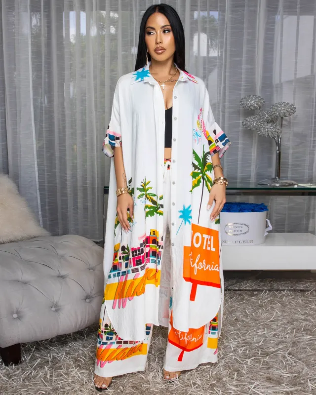 Miami Cream Multi-Color Print Maxi Dress sold by Chic Couture
