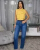 Taliana Mustard Yellow Sleeveless Linen Crop Shirt sold by Chic Couture
