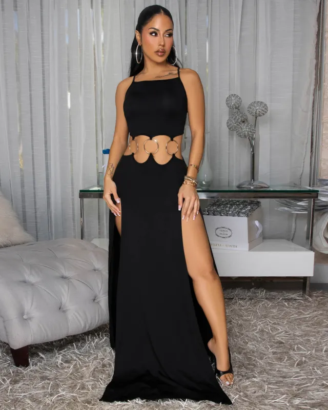 Millie Black Color-Block Cut-Out Maxi sold by Chic Couture