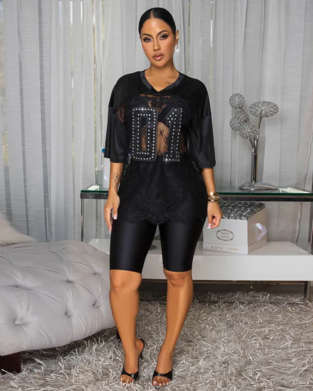 Mibelle Black Jersey Top & Shorts Set sold by Chic Couture