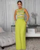 Neshky Lime Multi-Color Top & Linen Pants Set sold by Chic Couture