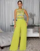 Neshky Lime Multi-Color Top & Linen Pants Set sold by Chic Couture