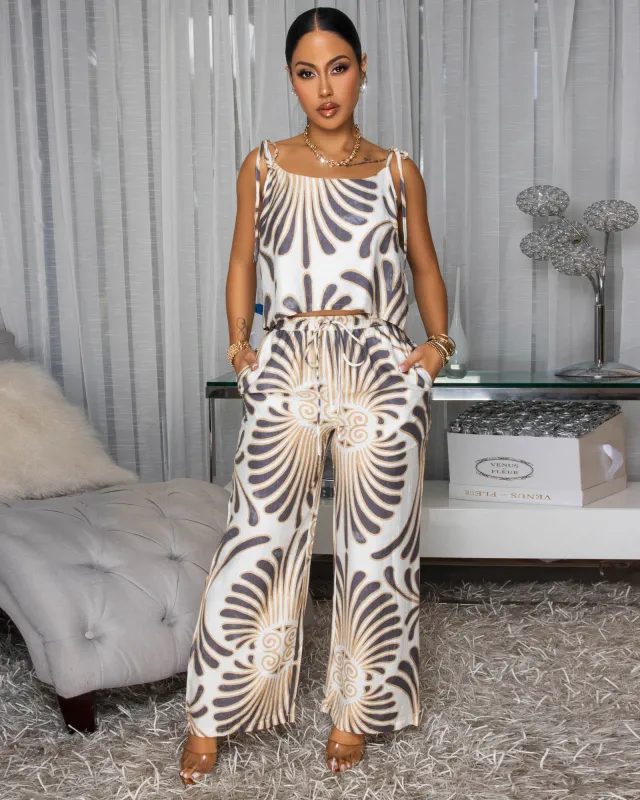 Aurora Cream Grey Top & Pants Set sold by Chic Couture