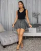 Cedrine Dark Grey Denim Mini Skort sold by Chic Couture