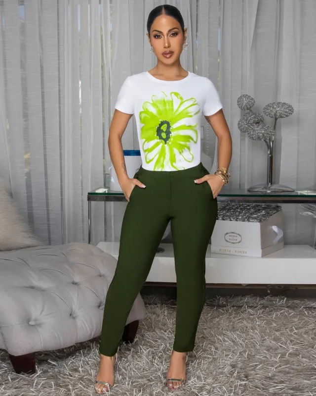 Avril Olive Green High Waist Skinny Pants sold by Chic Couture