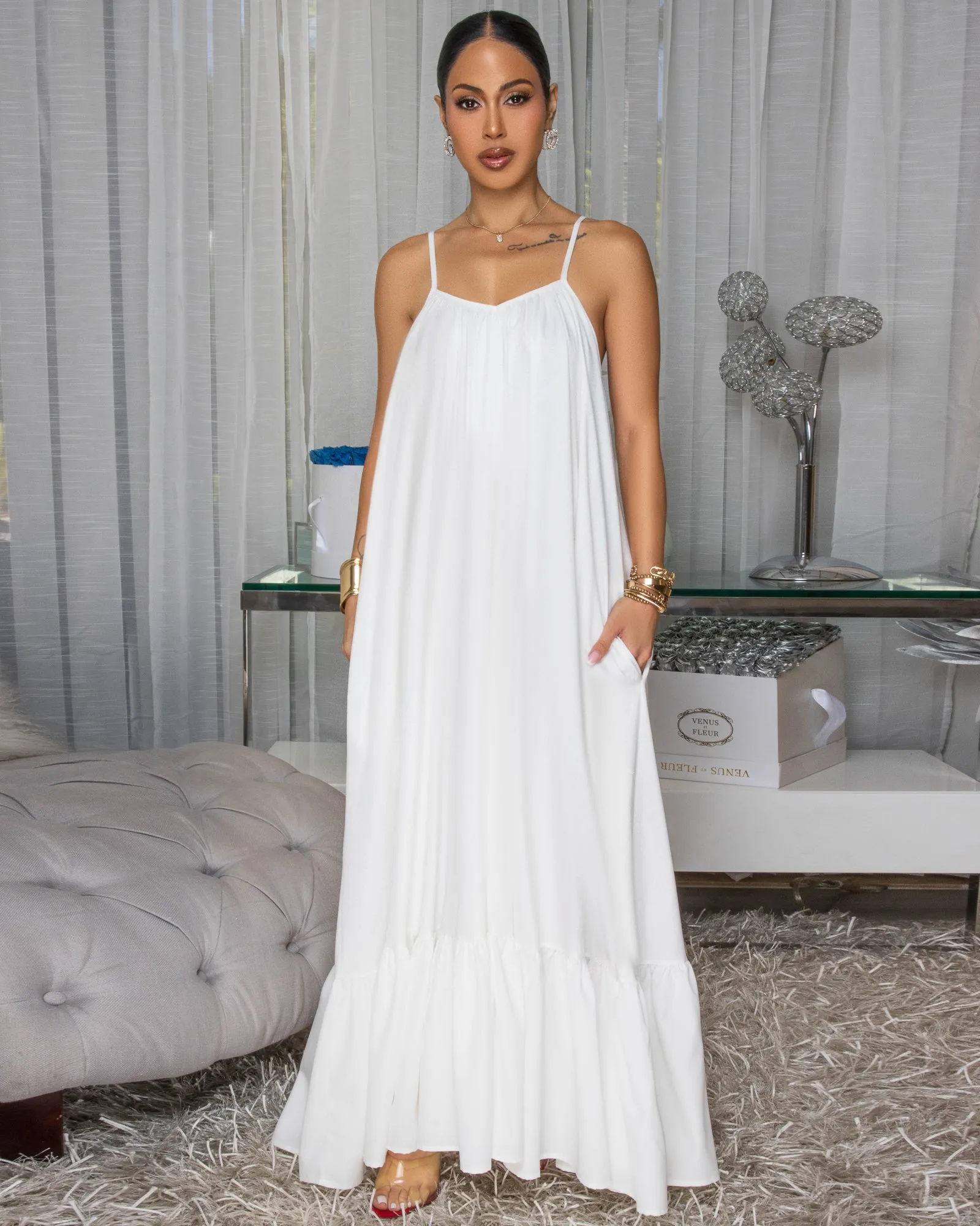Petrovna Off-White Maxi Dress sold by Chic Couture product image thumbnail 2