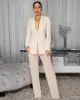 Alice Nude Blazer & Mesh Pearl Pants Set sold by Chic Couture