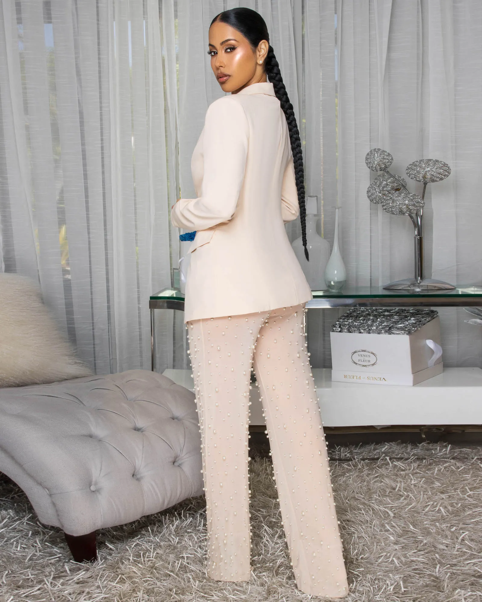 Alice Nude Blazer & Mesh Pearl Pants Set (8/26/25) sold by Chic Couture product image thumbnail 5