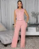 Samira Blush Cream Trim Knit Pants Set sold by Chic Couture