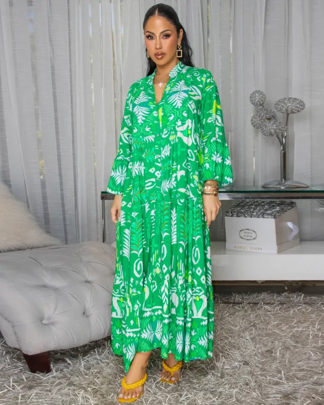 Emmie Green White Multi-Color Maxi Dress sold by Chic Couture