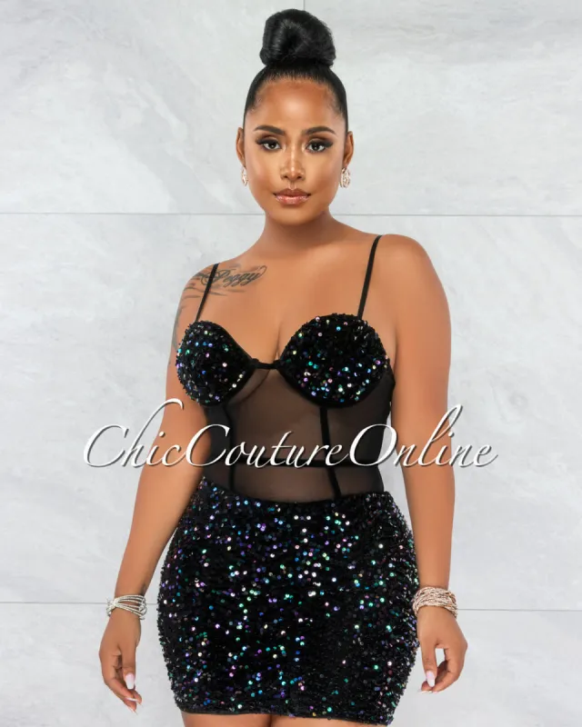 *Chalissa Midnight Black Sequin Mini Dress sold by Chic Couture
