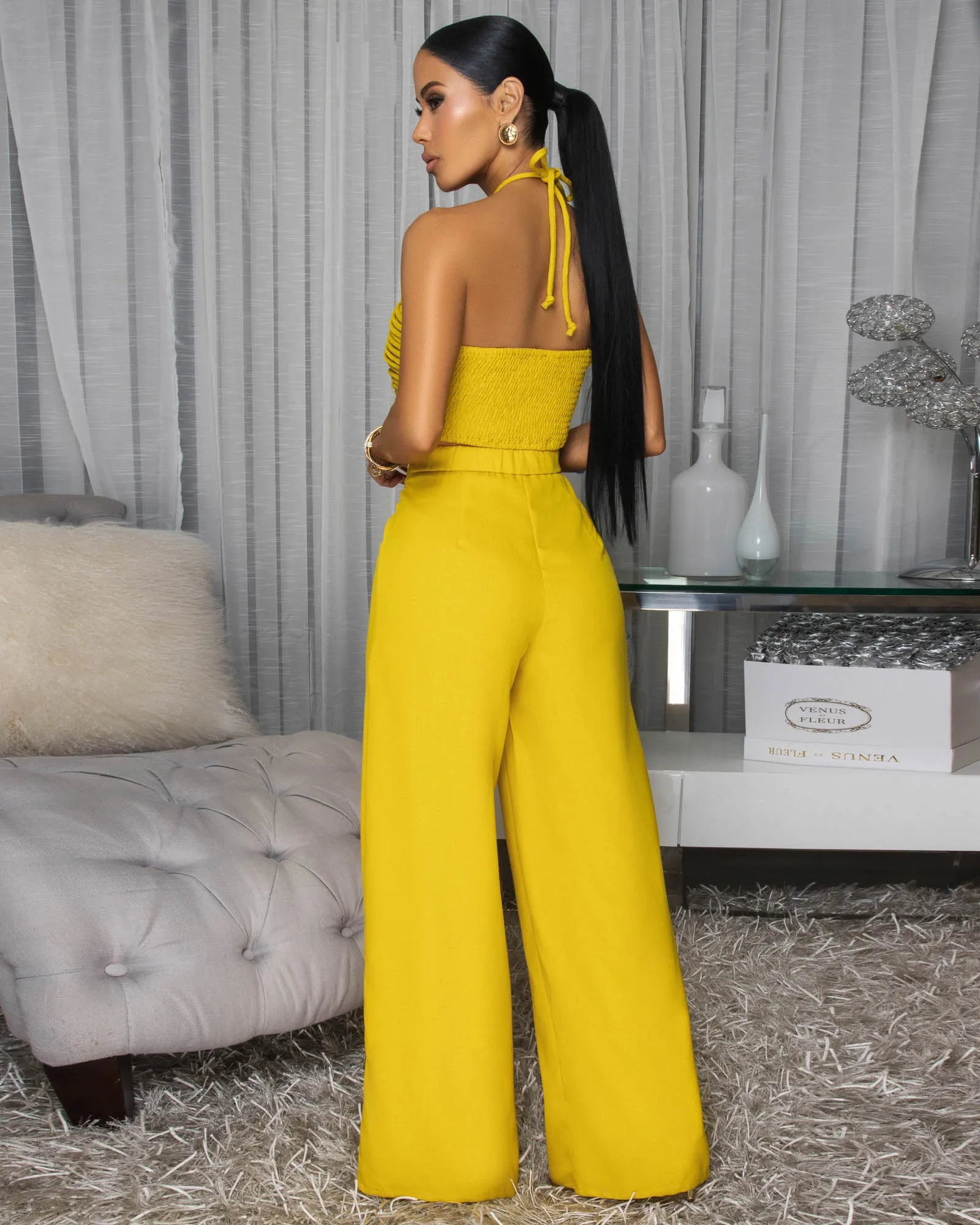 Callin Mustard Yellow Linen Pants Set sold by Chic Couture product image thumbnail 4