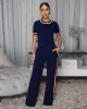 Jameson Navy-Blue Stripes ULTRA-LUXE Knit Pants Set (9/2025) sold by Chic Couture