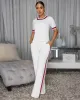 Jameson Off-White Stripes ULTRA-LUXE Knit Pants Set sold by Chic Couture