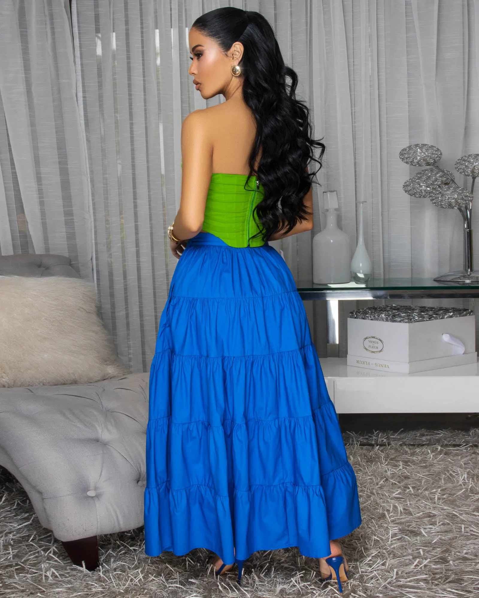Kolinda Royal-Blue Tiered Maxi Skirt sold by Chic Couture product image thumbnail 3