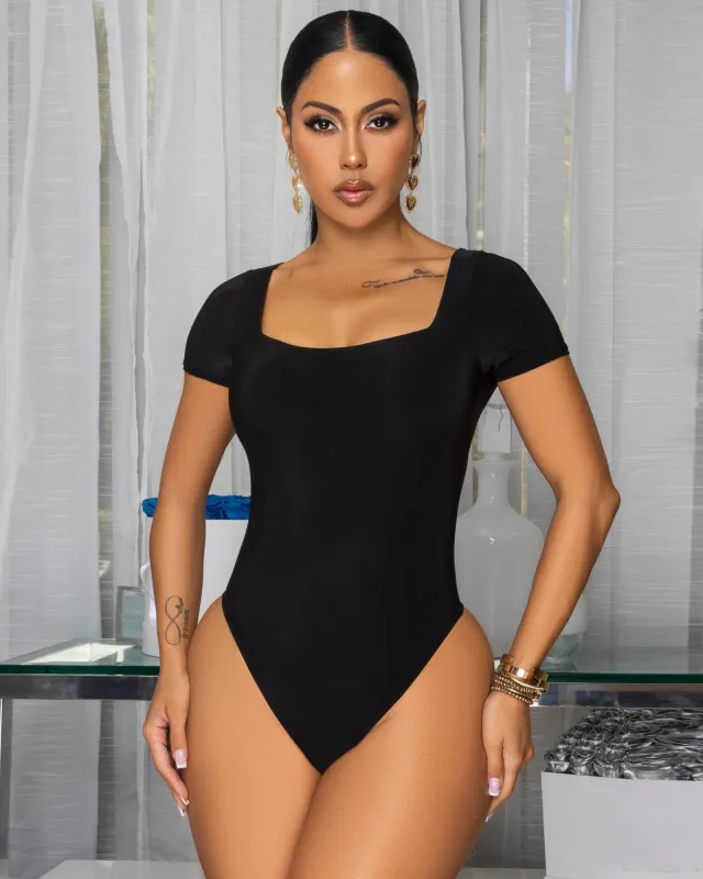 Marissa Black Square Neck Bodysuit sold by Chic Couture