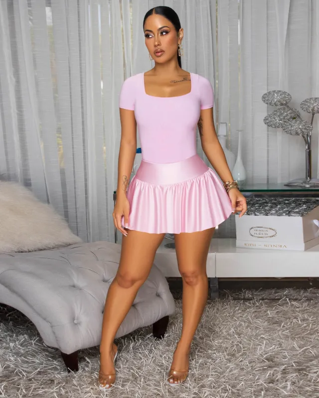 Gabby Light Pink Ultra Mini Skort sold by Chic Couture