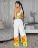 Abora White Multi-Color Floral Print Pants Set sold by Chic Couture