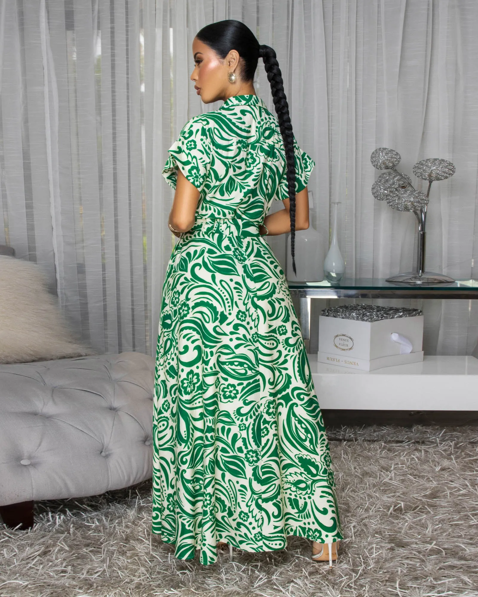 Ivelle Green Cream Floral Print Maxi Dress sold by Chic Couture product image thumbnail 3
