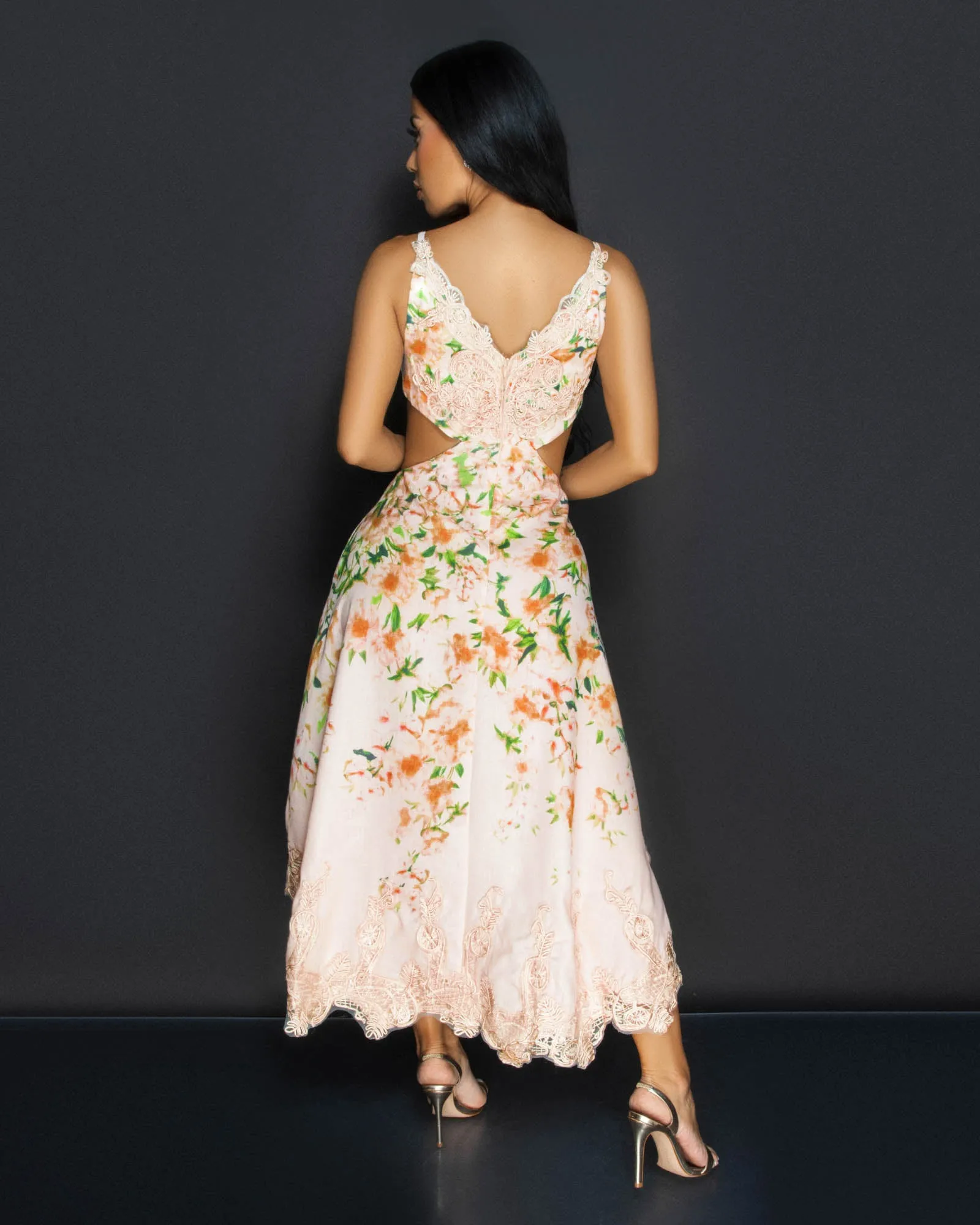 *Aranna Beige Floral Cut Out Midi Dress sold by Chic Couture product image thumbnail 4