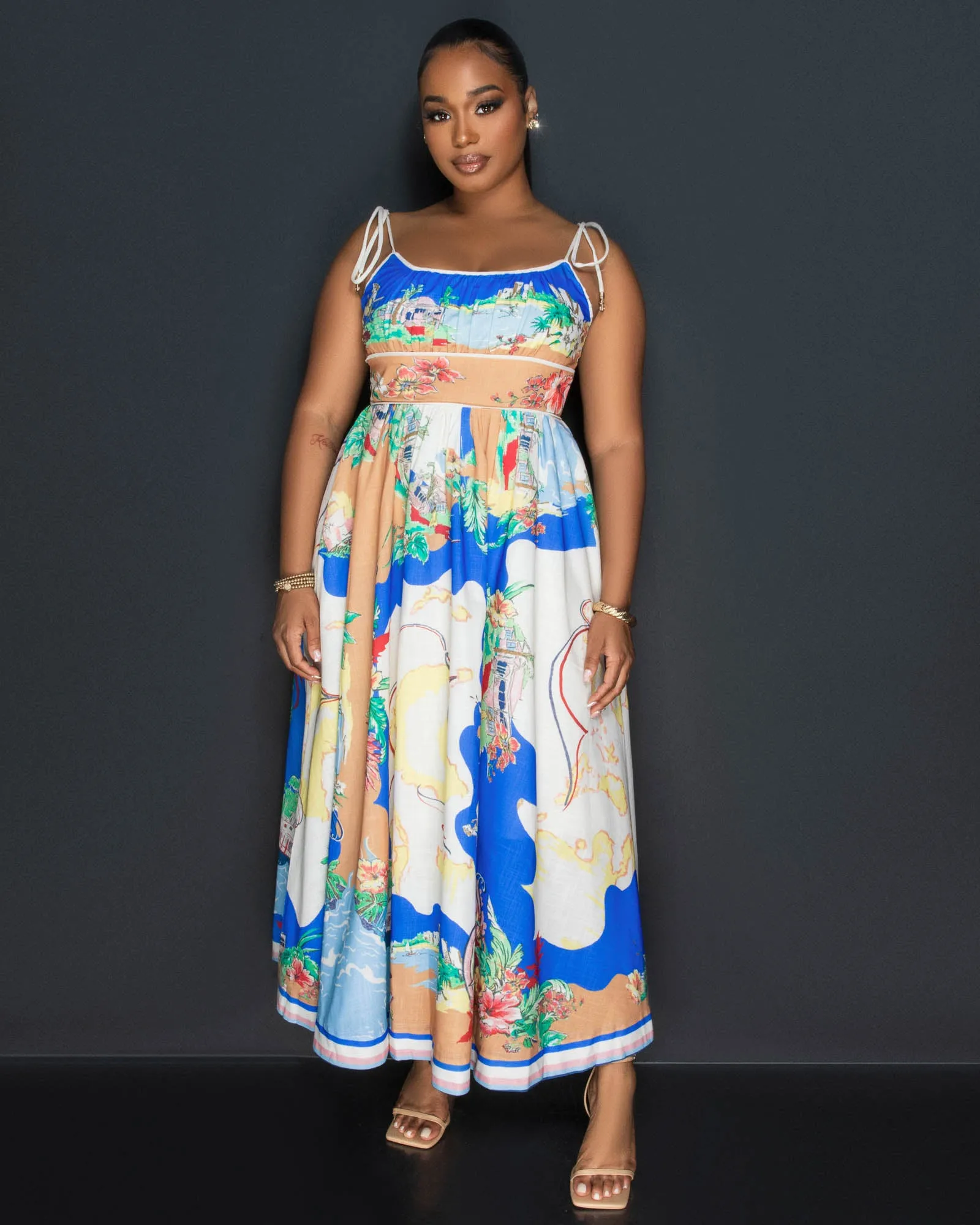 *Mathews Multi-Color Print Maxi Dress sold by Chic Couture