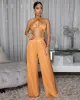 Kelda Copper Halter Silk Two Piece Pants Set sold by Chic Couture