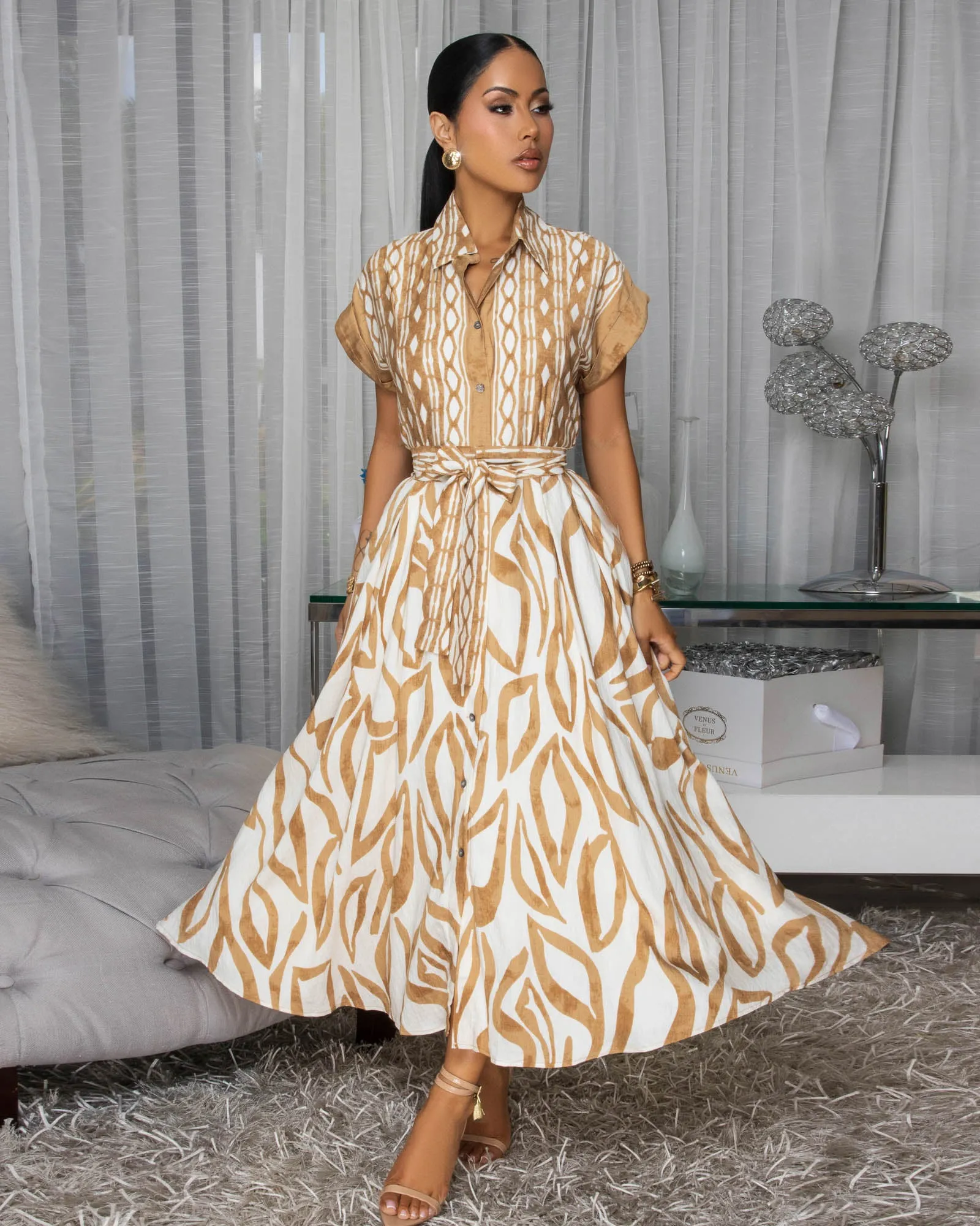 Vixen Taupe Cream Floral Print Maxi Dress sold by Chic Couture product image thumbnail 2