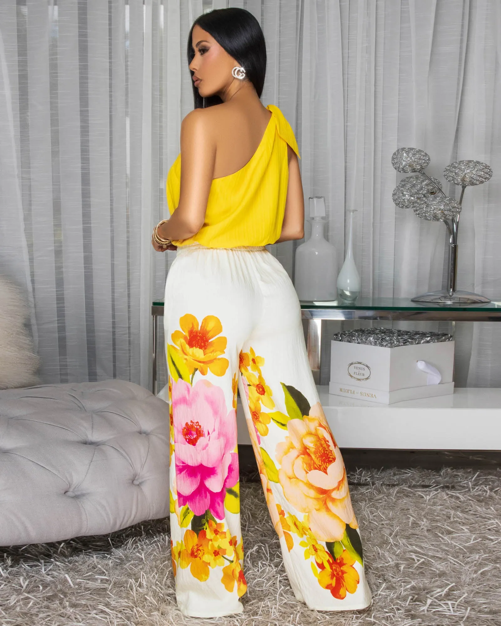 Koda Cream Multi-Color Floral Print Pants sold by Chic Couture product image thumbnail 3