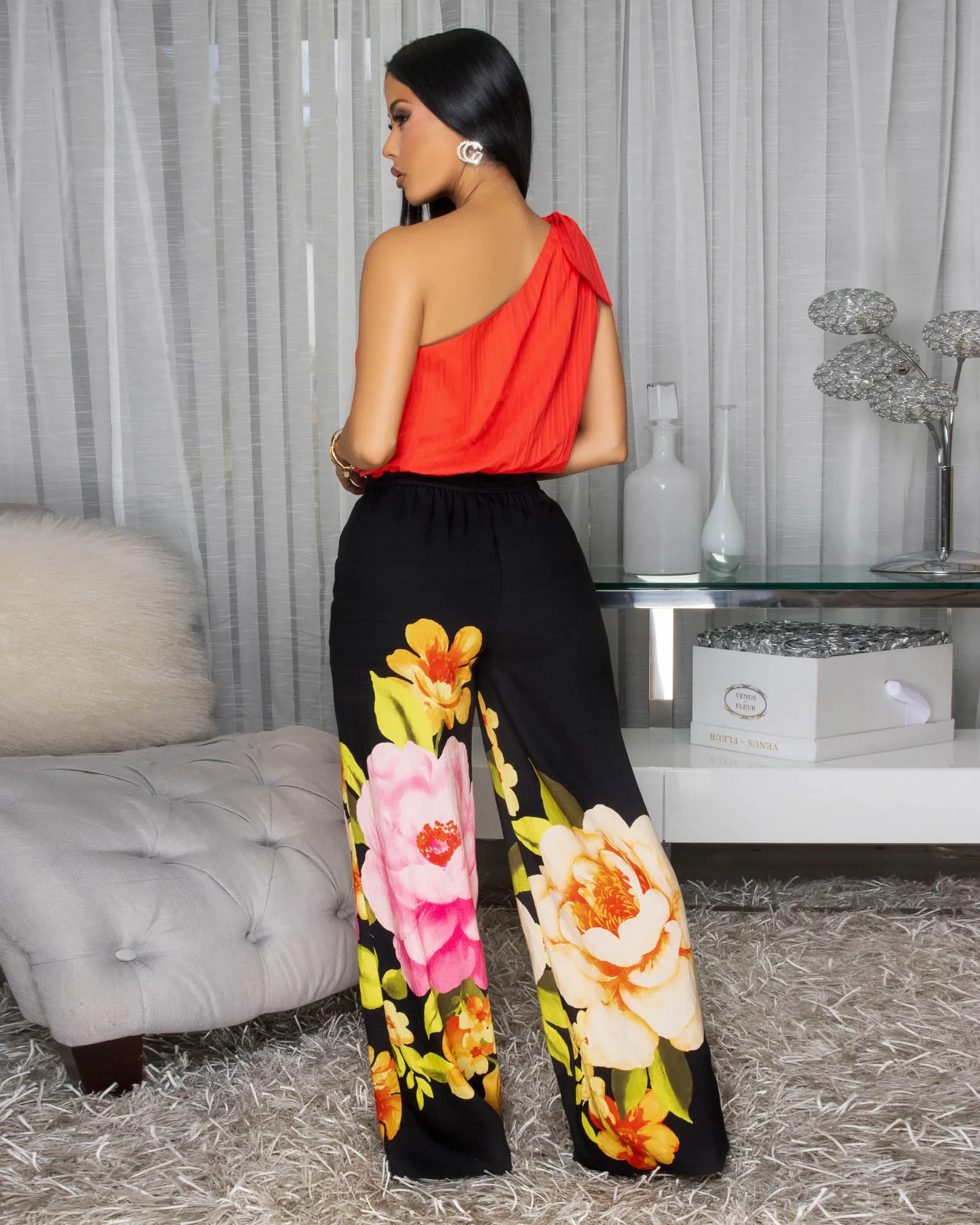 Koda Black Multi-Color Floral Print Pants sold by Chic Couture product image thumbnail 3